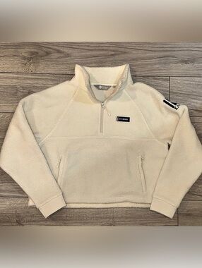 Rhoback Cream cropped Sherpa Fleece Quarter Zip Pullover Ivory Cozy Jacket